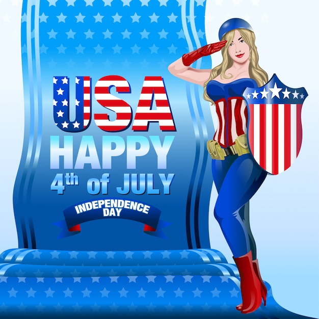 Girl with USA Costume Saluting