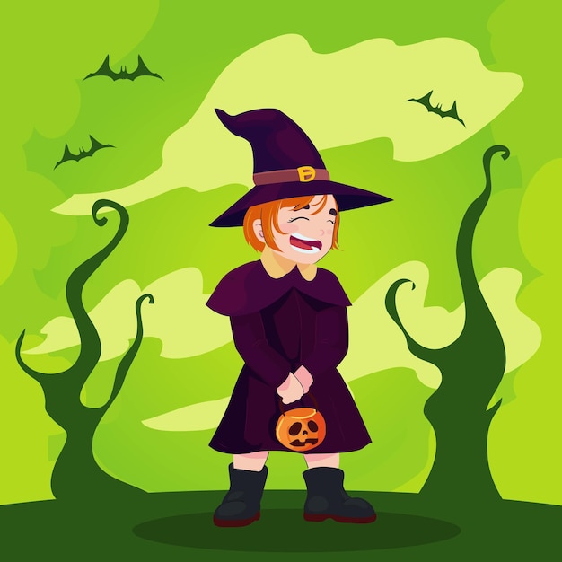 Girl with witch costume