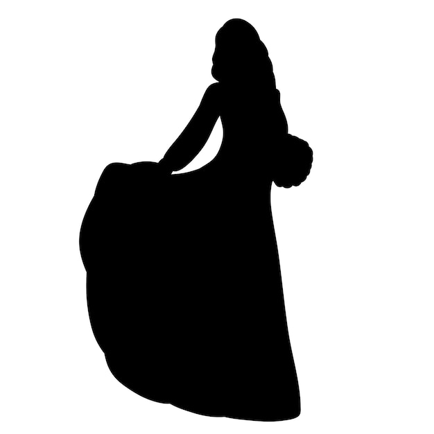 Ragazza donna sposa silhouette disegno vettoriale isolato