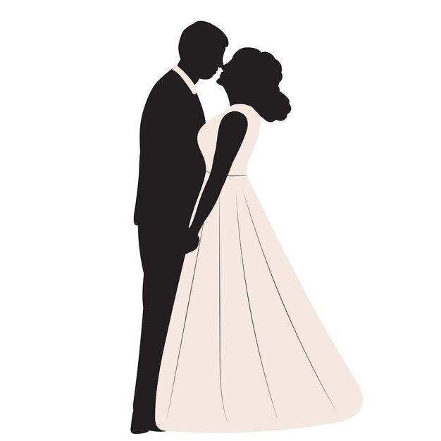 Ragazza donna sposa silhouette disegno vettoriale isolato