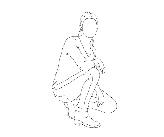 Girl woman Line art vector Drawing