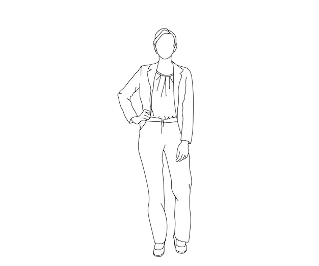 Girl woman Line art vector Drawing