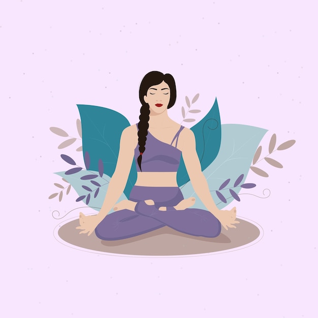 Vettore meditazione di yoga della donna della ragazza