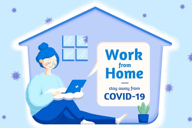 Vector girl working from home
