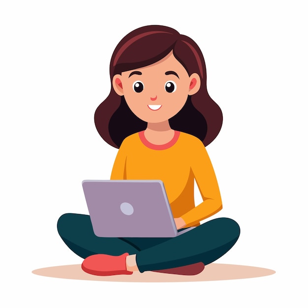 A girl working on laptop