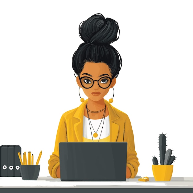 Vector a girl works in an office a flat illustration isolated on a white background a concept
