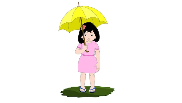 Girl under the yellow umbrella