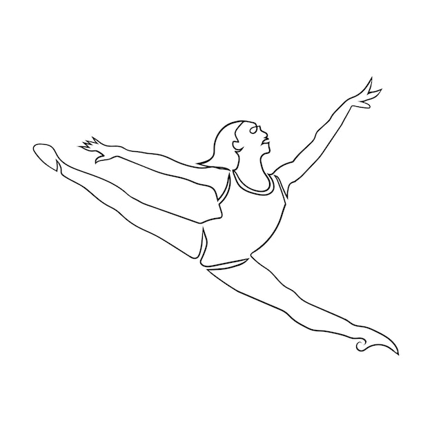 Girl yoga exercise line art drawing style, the girl sketch black linear isolated on white background