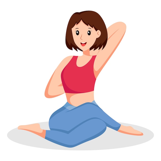 Girl yoga pose character design illustration