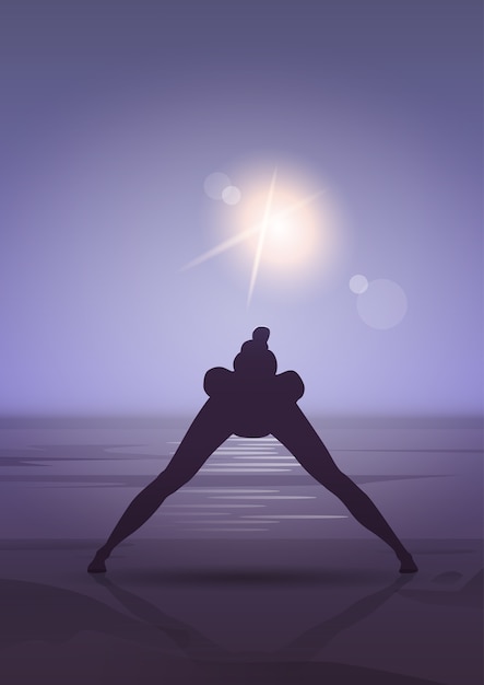 Vector girl yoga position