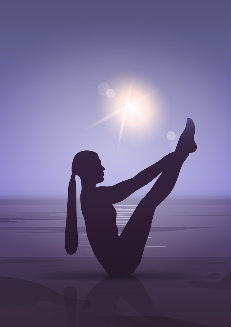Vector girl yoga position 