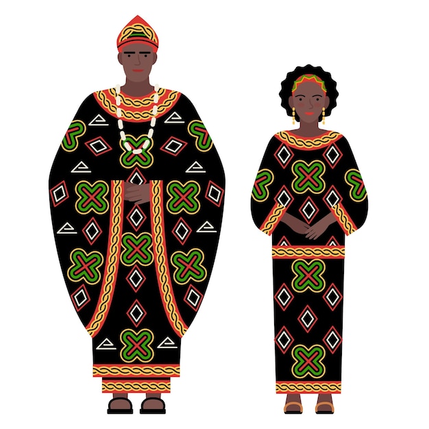 Girl and young man in Cameroonian folk costume