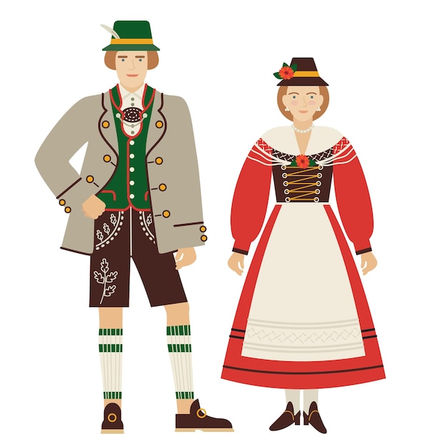 Girl and young man in folk German costume