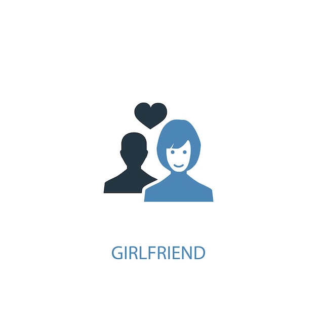 Girlfriend concept 2 colored icon. Simple blue element illustration. girlfriend concept symbol design. Can be used for web and mobile UI/UX