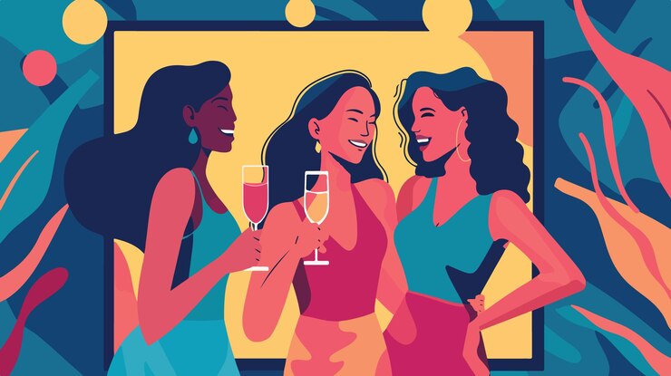 Vector girlfriends celebration