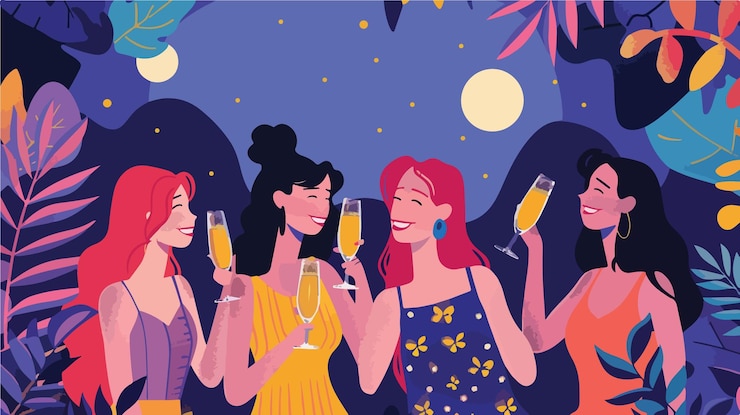 Vector girlfriends night out