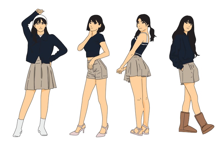 Vector 소녀 포즈 03