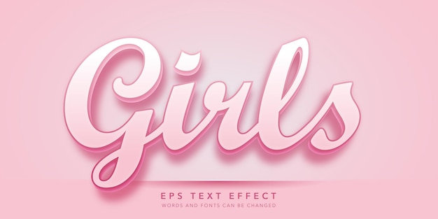 Vector girls 3d editable text effect