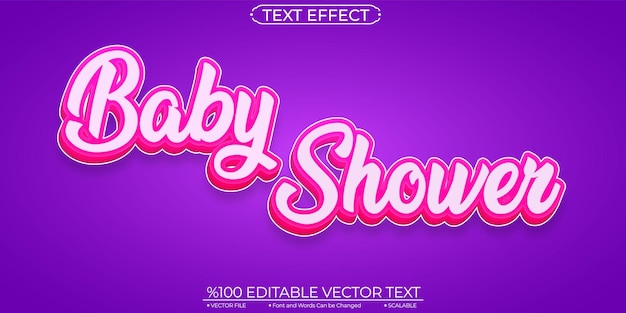 Girls Baby Shower редактируемый и масштабируемый текстовый эффект
