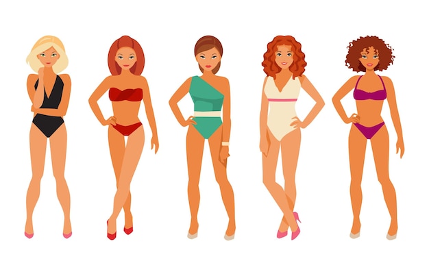 Vector girls in bikinis