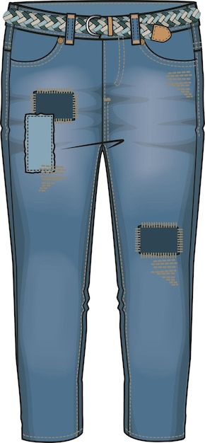 Vector girls bottom wear denim jeans pant vector illustration