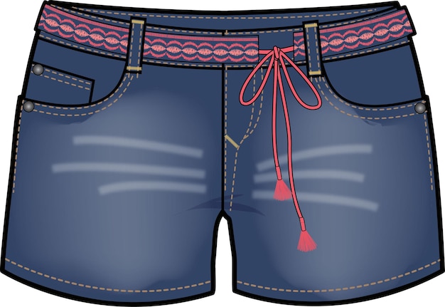 Вектор Девочки носят джинсы шорты векторная иллюстрация