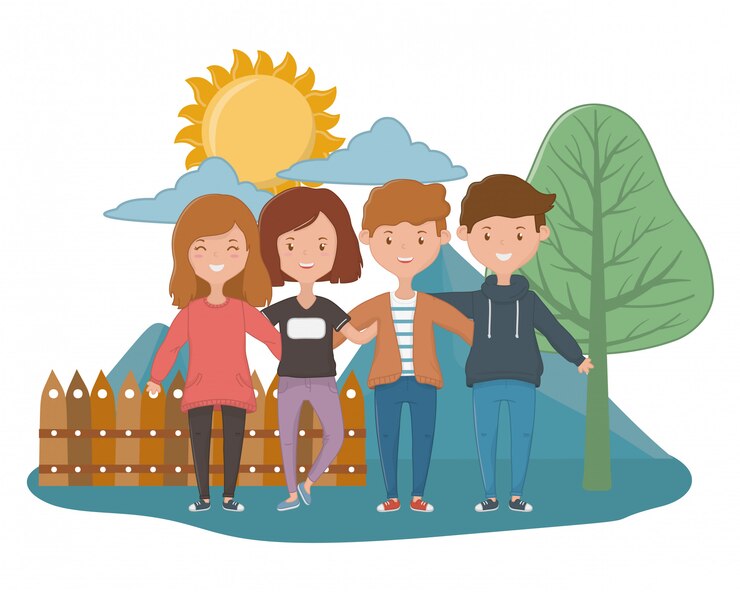 वेक्टर girls and boys friendship design