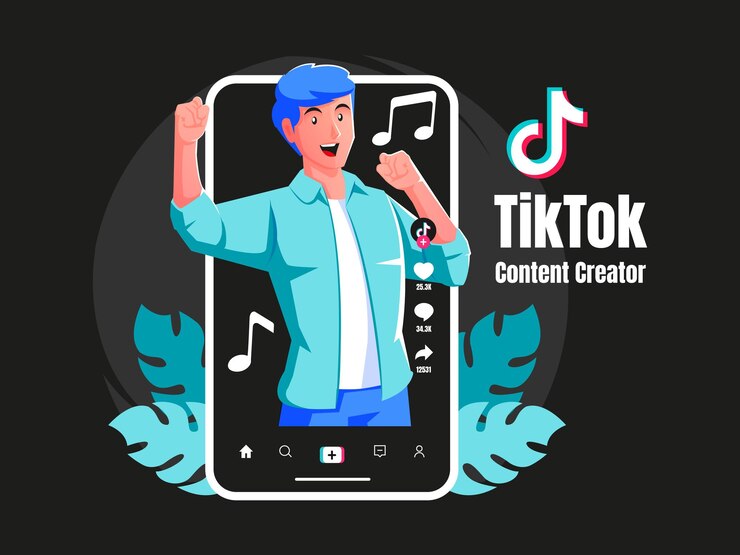 Вектор девушки танцуют и поют создатель контента tikttok
