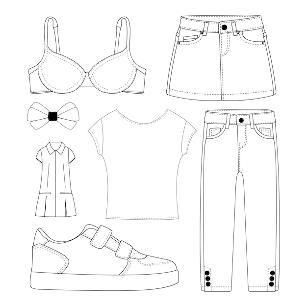 Vector girls dressing elements