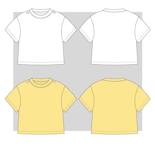 Girls drop sleeve t shirt flat sketch