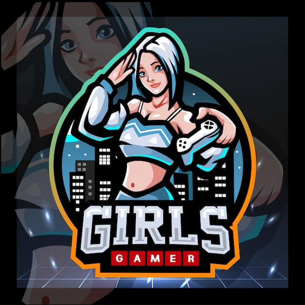 Girls gamer mascot esports logo design