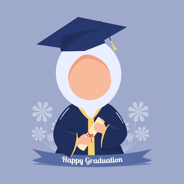 Vector girls graduation flat design