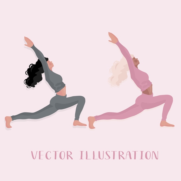 girls grils seamles pattern yoga sport morning green fabric fabrics vector illustration