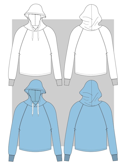 Vector girls hoodies with full sleeve flat sketch