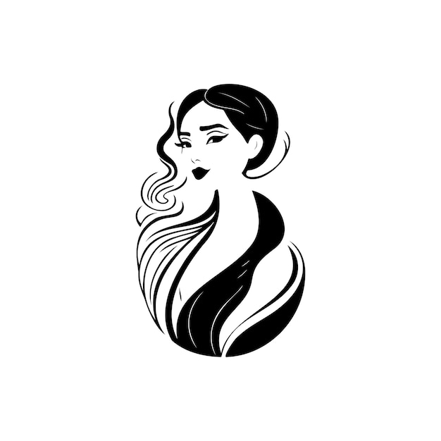 Girls Icon hand draw black colour woman day logo vector element and symbol