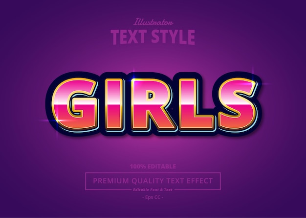 Girls illustrator text effect