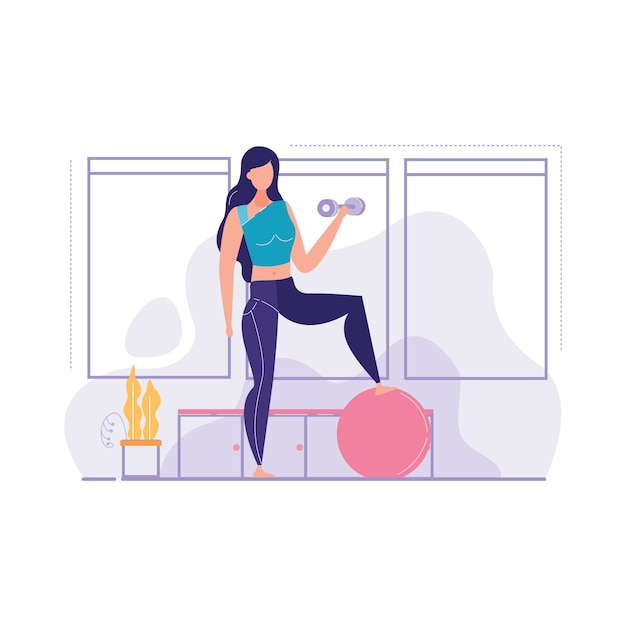 Vettore girls is engaged gym vector illustration