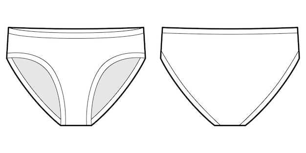 Girls knickers technical sketch illustration children's underpants