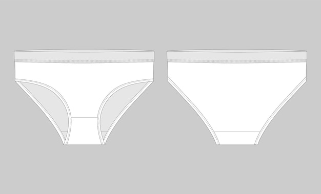 Girls lingerie, underpants. Female white knickers. Women panties isolated on grey background. Vector illustration