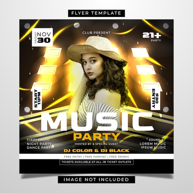 Girls night music party flyer template
