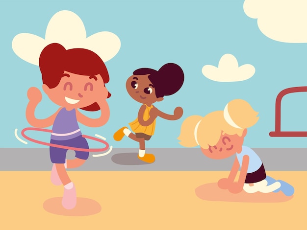 Girls playing cartoon