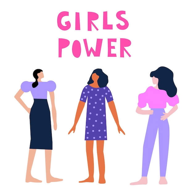 Girls power empowerment feministisch themapatroon vrouw ondersteuning sisterhood selfcare concept icon