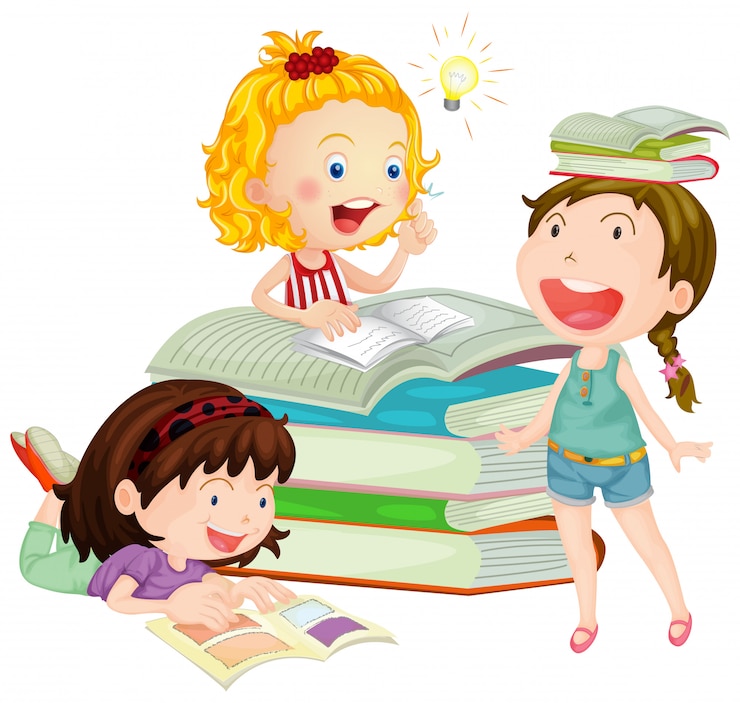 Вектор девушки читают книгу