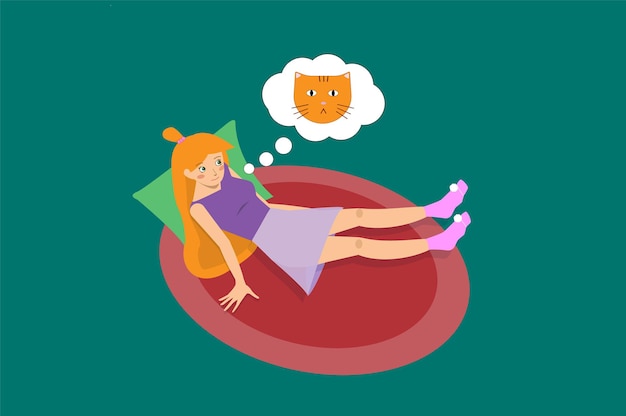 Girls relaxing on pillow vector illustration of young woman