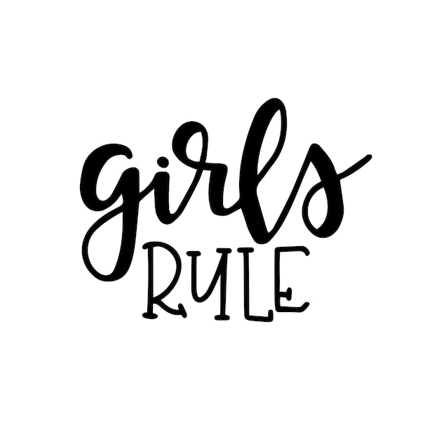 Girls rule Hand getrokken typografie poster of kaarten. Conceptuele handgeschreven zin. handgeschreven kalligrafisch ontwerp.