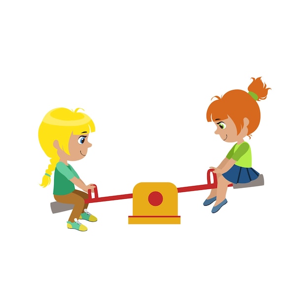 Girls On Seesaw Playground