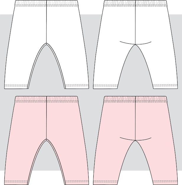 Girls shorts illustration Fashion flat sketch vector