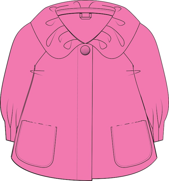 girls solid color pink coat vector illustration template