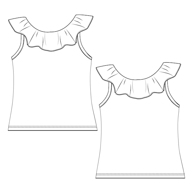 GIRLS T-SHIRT SL RUFFLE NECK