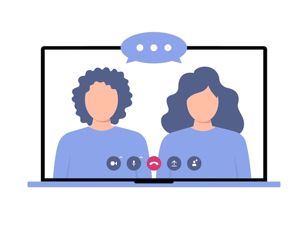 Vector girls talking on video call video call application illustration